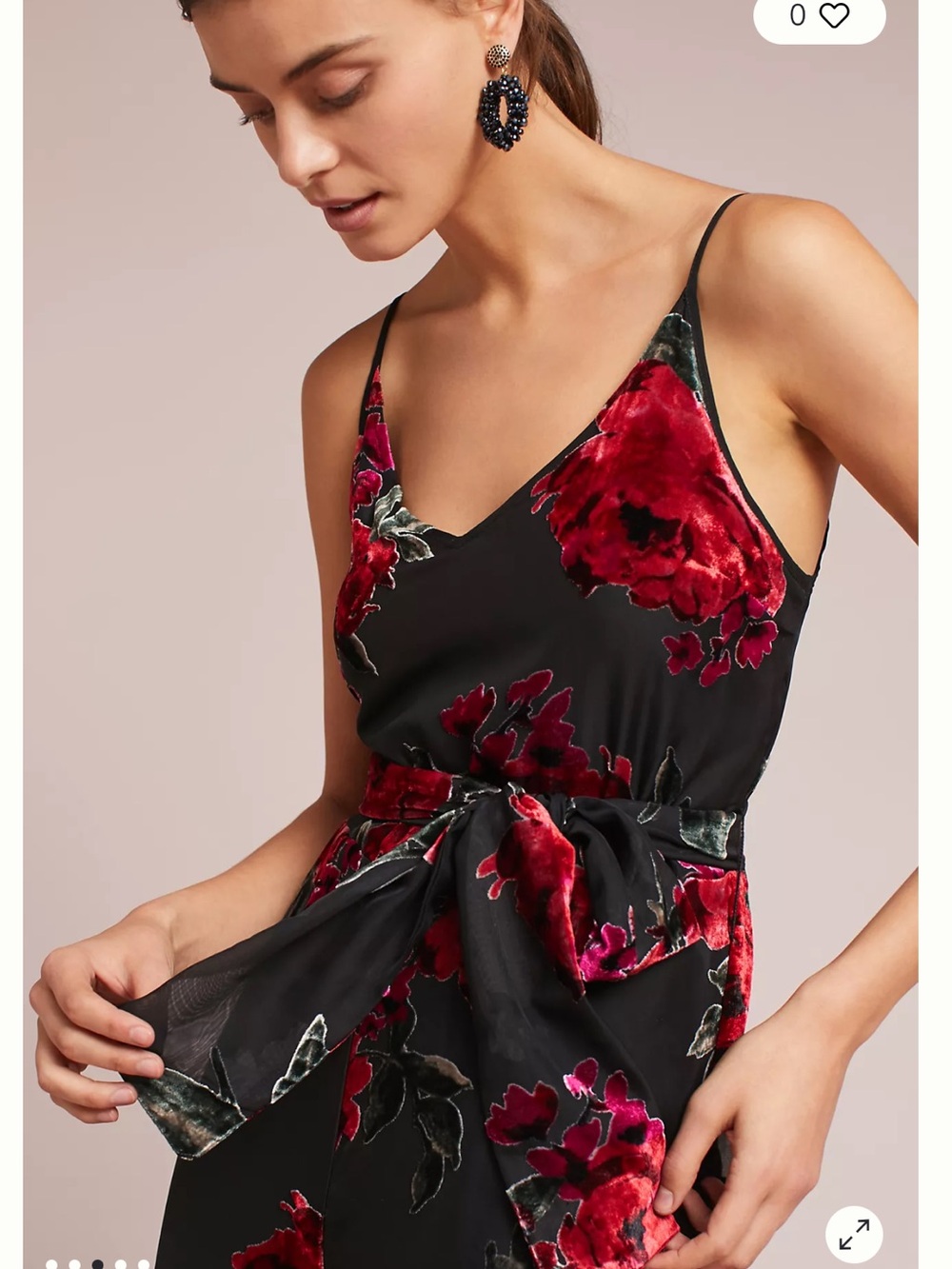 Anthropologie Etti TWA Black Burnout Velvet Floral Cropped Wide Leg Jumpsuit XS - Picture 3 of 16